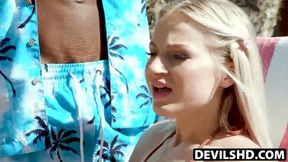 Beautiful Sage Rabbit having interracial fuck with Nunu Dickslanger in front of cuckold