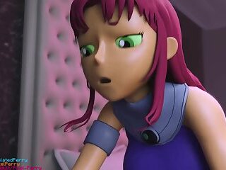 Starfire fucks while raven masturbates - pixel perry