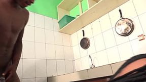 Neighbors' wild surprise leads to steamy kitchen action in gritty African porn