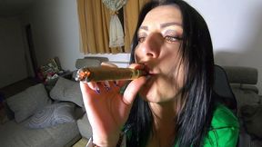 smoking cigar milf with butt plug deepthroat bj, spanking doggy and cum all over my shiny leather boots