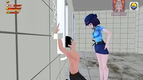 Chained Student Suffers Toilet Humiliation by Dominant Police Woman POV