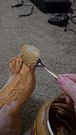 Putting Peanut Butter and my feet for you to lick clean