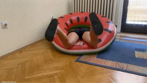 KIRA GOT STUCK INSIDE INFLATABLE SWIM RING - MOV HD