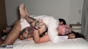Tattooed Latina Rebekah Rose gets dominated and fucked hard by her boss
