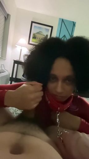 Leena Rayz - Slave with tiny and pretty hands strokes a shiny white cock   Clip 1