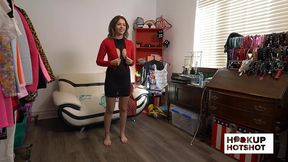 bts - busty brunette bella luna teases backstage before her shoot!