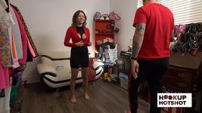 bts - busty brunette bella luna teases backstage before her shoot!