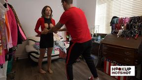 bts - busty brunette bella luna teases backstage before her shoot!