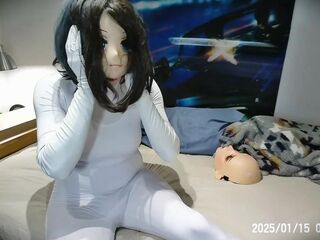 Miki White Pt1! Your rubber kigurumi girlfriend Miki in her white bodysuit and leather gloves!