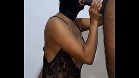 Splendid black woman sucking cock takes out the milk with her mouth
