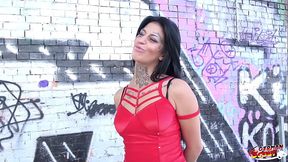 GERMAN SCOUT - TATTOO TEEN MINA AUS K&Ouml_LN BEI ECHTEN STRASSEN CASTING OUTDOOR OHNE KONDOM GEFICKT