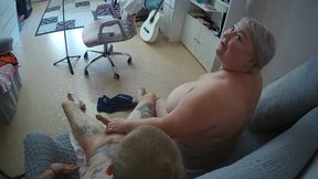 Mother-in-law Enjoys Milking Cock