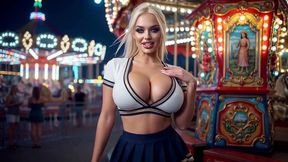 sexy blonde cheerleader amusement park fuck & facial + hot policewoman patrol car sex ai generated