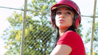 Audrey Bitoni hit the field for a little batting practice