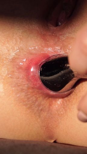 Anal fingering and Buttplug play Close up