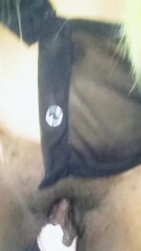 Latina ebony with blonde hair and pretty pusy plays with a dildo on bed and gets her pussy so wet