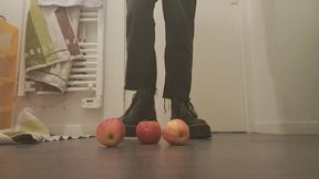 Zoe crushing apples and mayonnaise to make you a nice meal with Doc Martens