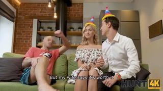HUNT4K. Man bangs honey in ass and pays her boyfriend for anal fun