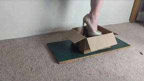 Giantess Lily Kink tidy's up the broken train coaches into a box and stomps them some more in big heels 4 views in one video