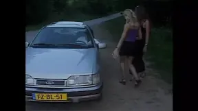 Big cock fucks busty MILF on car hood