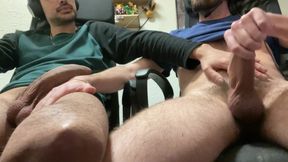 jerking with my friend while watch porn