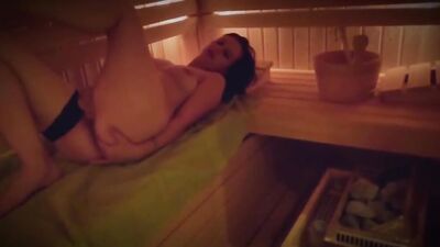 Amateur girl was caught masturbating in a sauna and asked for a POV blowjob