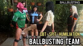 Muddy Sneakers Trampling And Ballbusting Soccer Training With Louise Marcada And Her Friends (1080p - EN sub - humiliation - CBT - dirty feet)