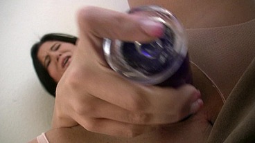 Purefilmstv - Stunning brunette in tights masturbates to orgasm