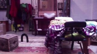 Ebony girl gives massage and sex to older man