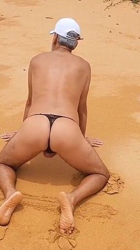Ladysilva Crossdresser on the Beach in Panties What a Hot Ass