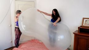 Cosette and Stashia blow giant clear Roomtex Loonster - 480p
