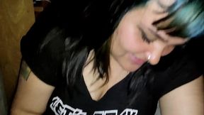 Latina girl with big booty exposes secret in a threat, takes deepthroat face fuck