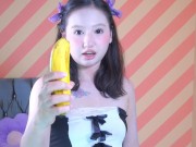 Now I understand why minions like bananas so much, fingering my tight pussy is not enough for me