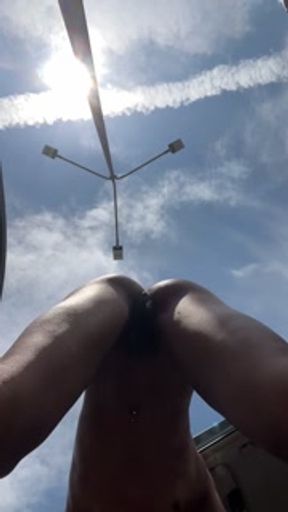risky exhibitionist squirting in the parking lot I keep getting caught