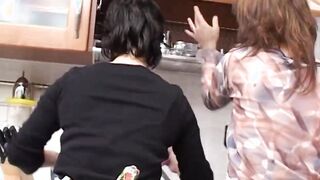 Amateur sex party inside the kitchen with cummed