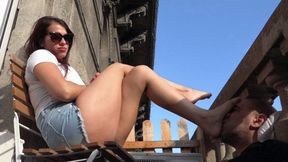 IRINA - Taking The Sun - DEVOTED Foot Worship And Footstool At The Balcony