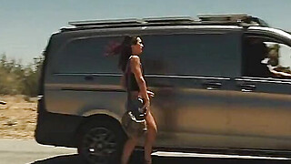 Guy picks up Hitchhiker Tgirl For Van Sex