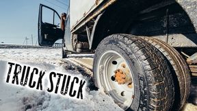 76 STUCK  Maria's truck stuck in the snow High heels boots