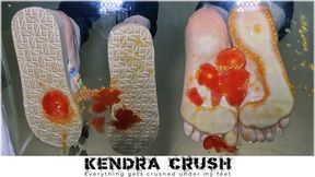 Cherry Tomatoes Crush and Stomp Under Glass - Platform Flip Flops and Bare Feet!