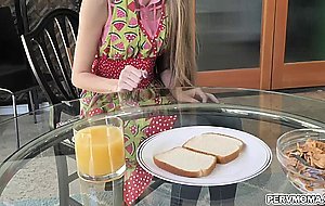 Bright and bubbly MILF sucking stepsons cock as a sensual lesson
