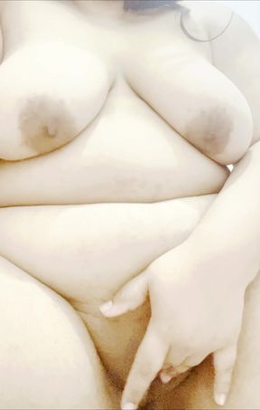 Leafy girl shows off her beautiful body and big breasts masturbating