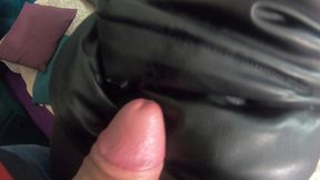 leather leggings & downjacket blowjob – cameltoe, cum & broken heels