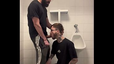 CUMDUMP IN PUBLIC BATHROOM WITH HAIRY DICK