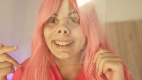 Silly Face Fetish and Pignose in Glass 4k