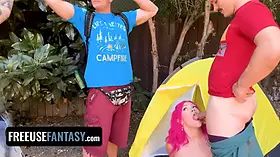 Four way! we share my girlfriend and pound outdoors - freeuse desire