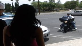 Latina slut swallows massive cock