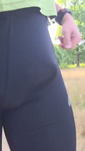 Public lycra bulge outdoor   Clip 1