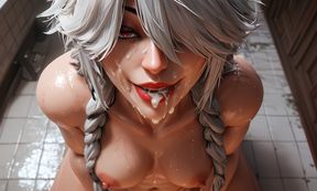 Fucking A Naugthy MILF In Public Shower Ends Up With Facial Cumshot - AI