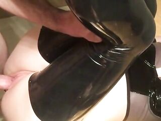 Latex fastened and voided urine inside