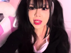 Naughty Asian milf Julia solo masturbation close up